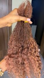 0.1–0.2mm Interlocking Loc Extensions With Wavy Curly Tips – 100% Human Hair, Colour 33/340 Mix - Image 5