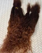 Interlocking Human Hair Loc Extensions with Wet & Wavy Jerry Curl Tips – Colour 33/340 Ombre - Image 2