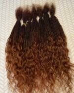 Interlocking Human Hair Loc Extensions with Wet & Wavy Jerry Curl Tips – Colour 33/340 Ombre